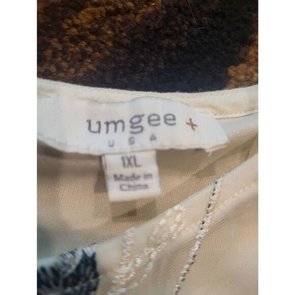 Umgee Dress Women's 1X Natural Mini Tunic Floral Embroidered Bell Sleeve Boho - Picture 5 of 8